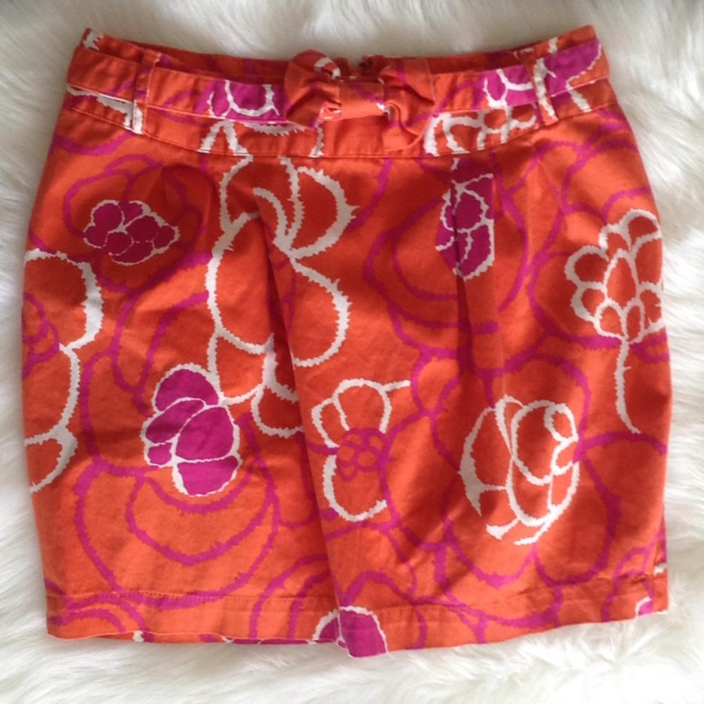 Tulle Orange Floral Midi Skirt